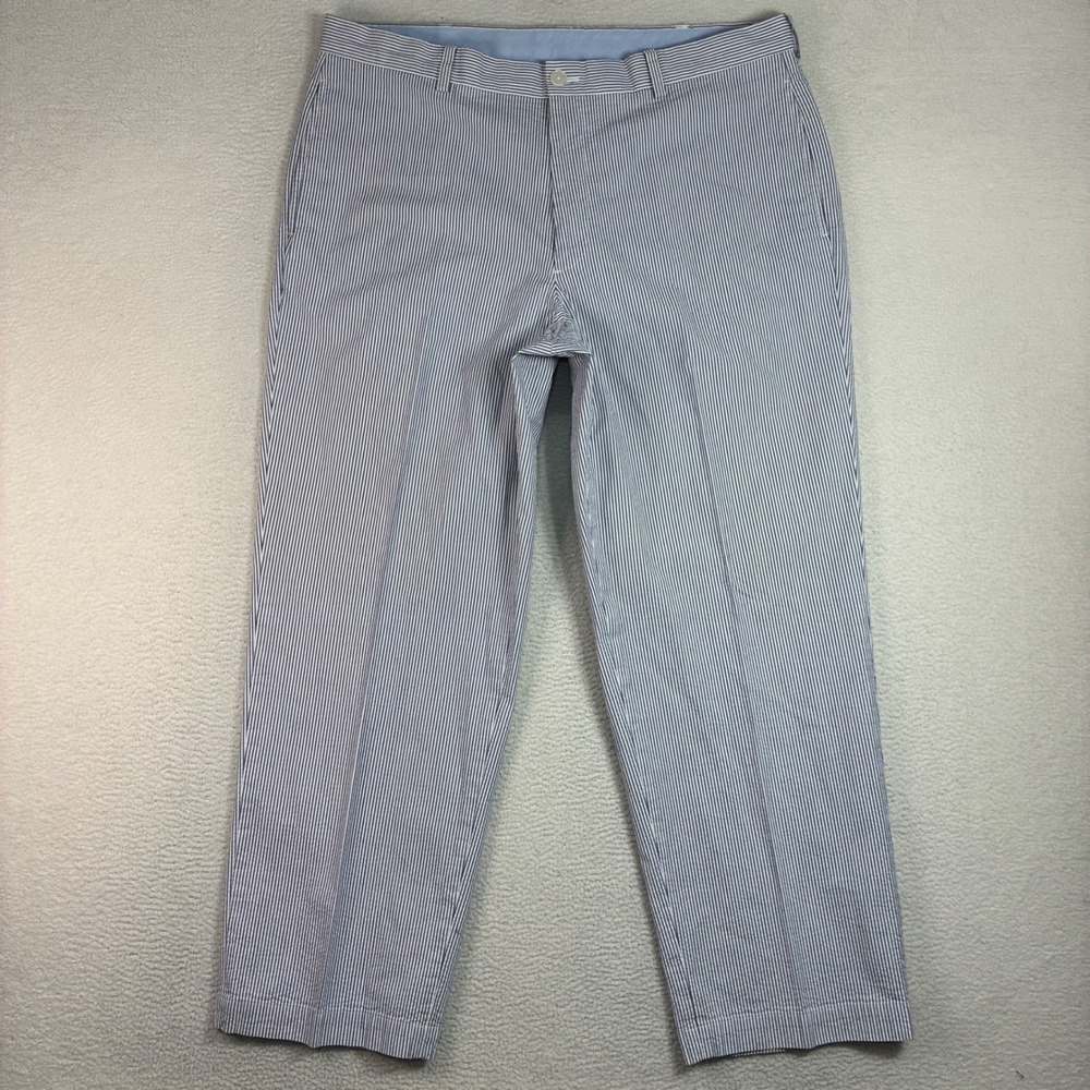 Brooks Brothers Seersucker Pants Men 40x30 Blue Striped 346 Preppy Summer Cotton